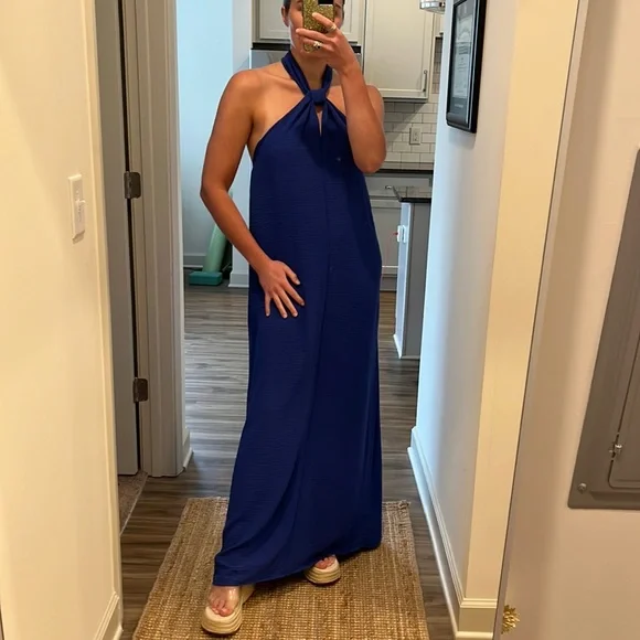 how to cover up a halter dress Dark Green Halter Backless Cover-Up Dress main image 0